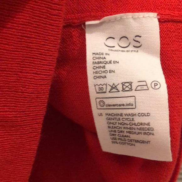 COS Puff-sleeve Red Cotton-wool Sweater Size Small - Picture 8 of 8